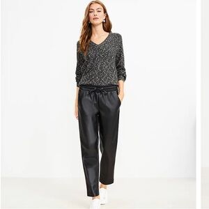 Ann Taylor Loft faux-leather pants with an elastic waist and a drawstring